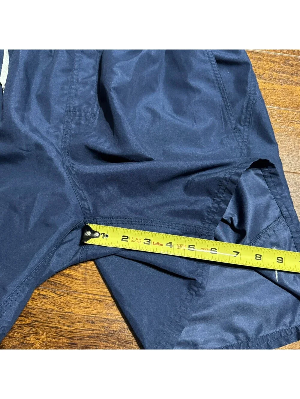 Y2K Nike Mens Swim Shorts Navy Board Shorts Mesh Lined Trunk Sz L Logo Pockets